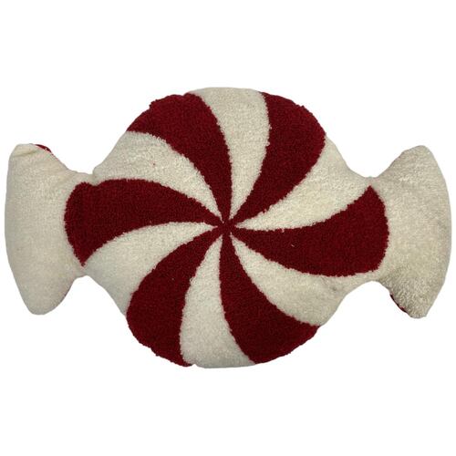 Cojín Decorativo Navideño Diseño Caramelo Blanco y Rojo Santini
