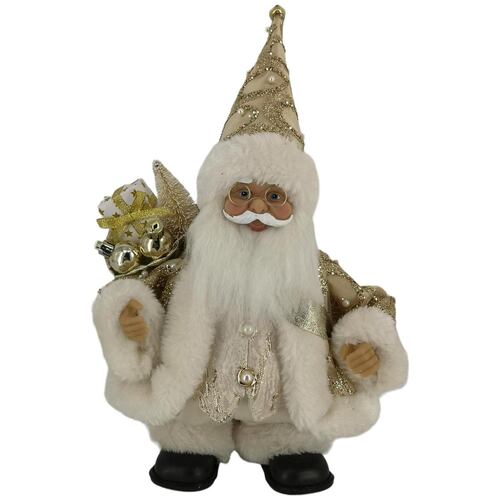 Figura Decorativa Navideña Santa Dorado Elegante Santini