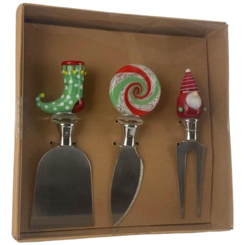Set Cuchillos Navideños para Queso 3 Piezas Santini