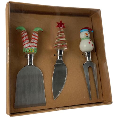 Set Cuchillos Navideños para Queso 3 Piezas Santini