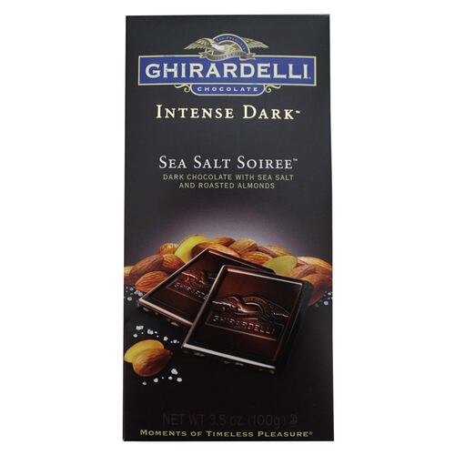 Barra de Chocolate Amargo con Sal y Almendras Ghirardelli 100g