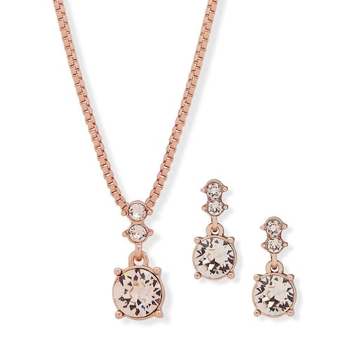 Set Collar y Aretes de Aleacion de Metales Oro Rosado Nine West