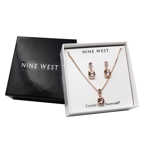 Set Collar y Aretes de Aleacion de Metales Oro Rosado Nine West