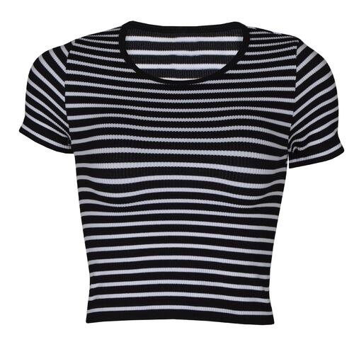 Playera con Estampado a Rayas Philosophy Talla Chica Mediana Color Negro Combinado para Mujer