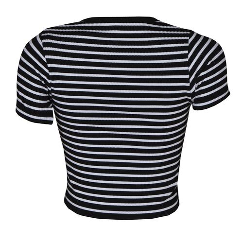 Playera con Estampado a Rayas Philosophy Talla Chica Mediana Color Negro Combinado para Mujer