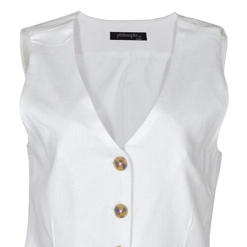 Chaleco Liso con Botones Philosophy Talla Grande Color Blanco para Mujer