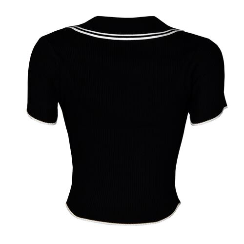 Playera con Vivos en Cuello Philosophy Talla Grande Color Negro para Mujer