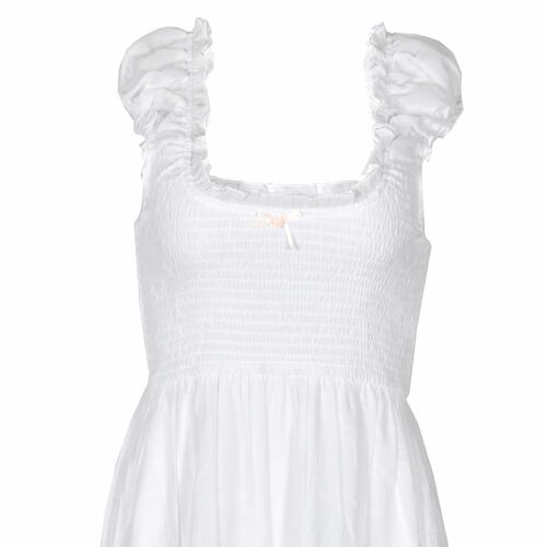 Vestido Largo con Olanes Philosophy Talla Chica Color Blanco para Mujer