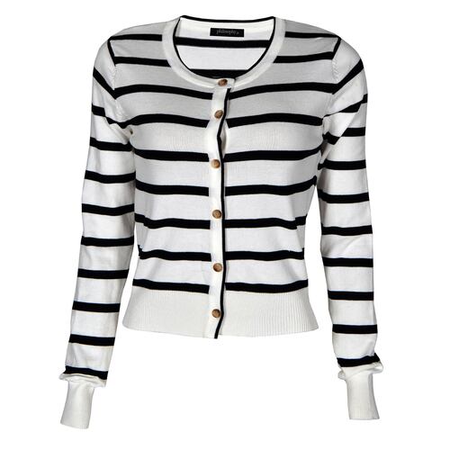 Suéter con Estampado a Rayas Philosophy Talla Chica Color Blanco Combinado para Mujer
