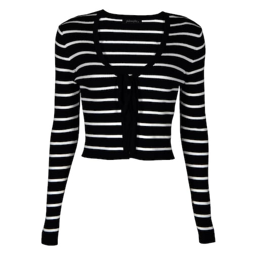 Suéter Tejido con Cinta Philosophy Talla Mediana Color Negro Combinado para Mujer