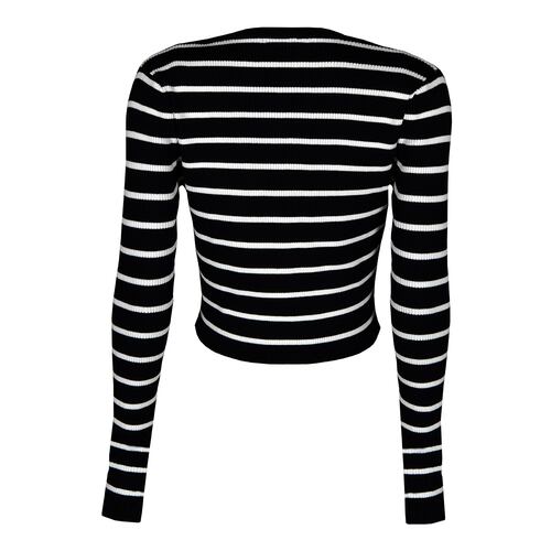 Suéter Tejido con Cinta Philosophy Talla Mediana Color Negro Combinado para Mujer
