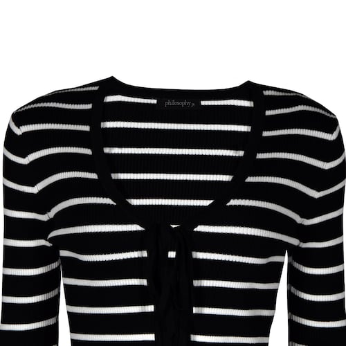 Suéter Tejido con Cinta Philosophy Talla Mediana Color Negro Combinado para Mujer