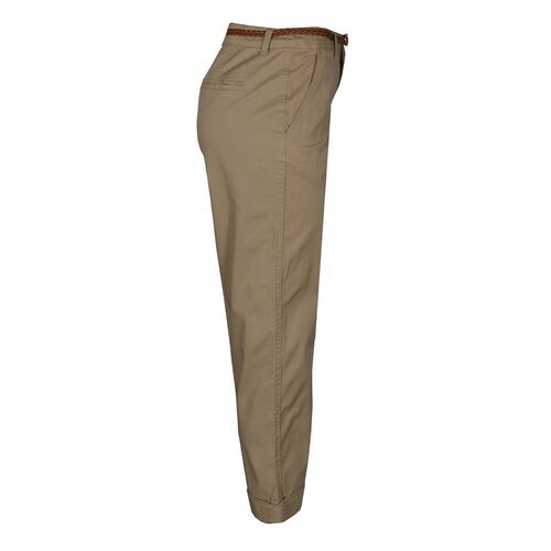 Pantalón Amplio Recto con Cinturón Philosophy Color Café Claro Talla Mediana para Mujer