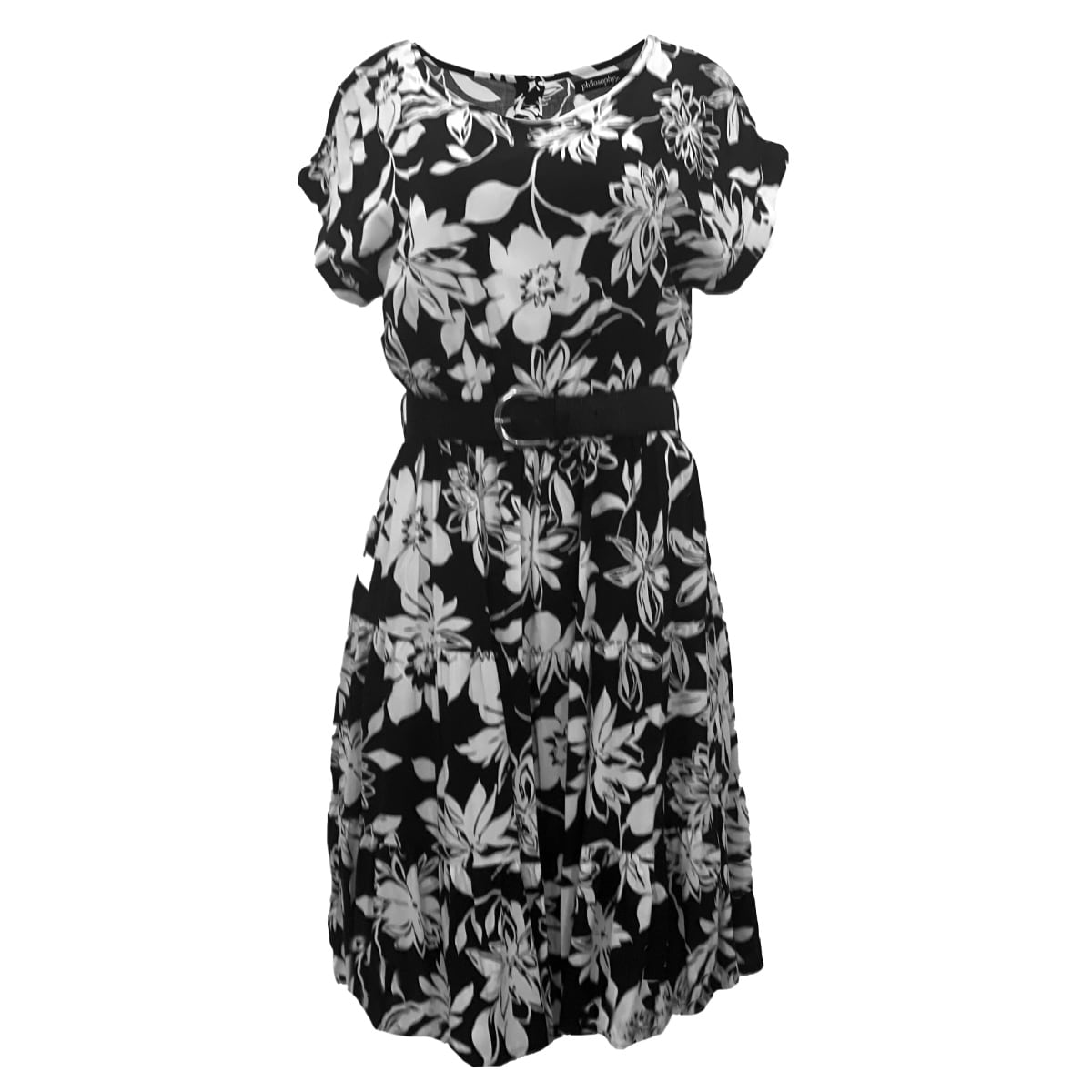 Vestidos de chiffon con escote alto ilusión y cintura cruzada Verde Tallas Grandes