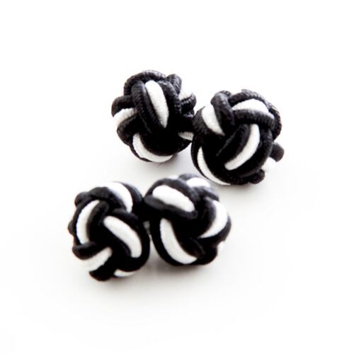 Mancuernillas seda negro- blanco