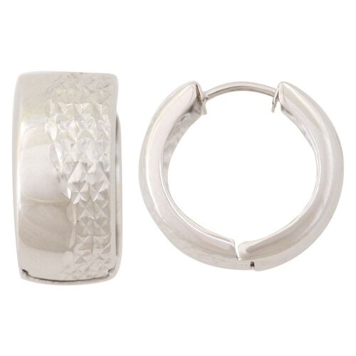 Huggies Ancha Diamantada Ondulado Oro Blanco 14k, Sini