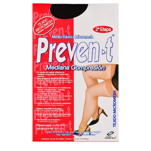Medias Preven-T clásica 2a etapa mediana compresión activa circulación tejido micromesh 1904 grande negro dama
