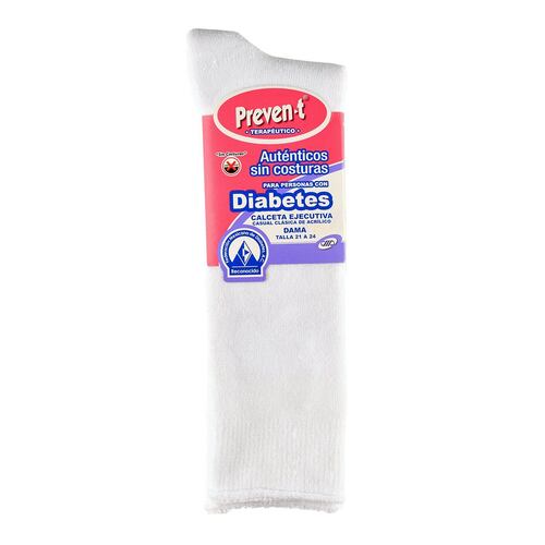 Calcetas Preven-T ejecutiva diabetes terapéutico sin costuras 1966 chica-mediana(21 a 24cm) blanco dama