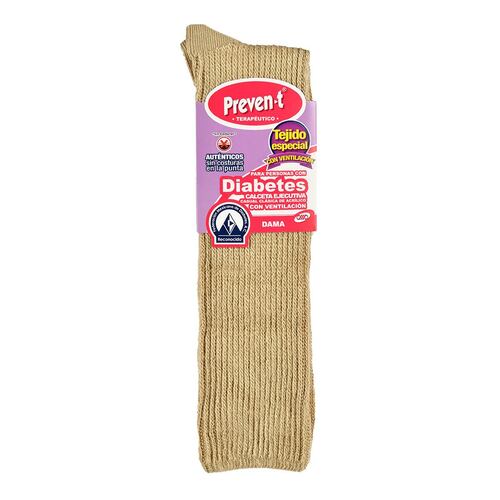 Calcetas Preven-T ejecutiva diabetes terapéutico ventilado sin costuras modelo 1968 talla grande-extragrande(24.5 a 27cm) color beige claro dama