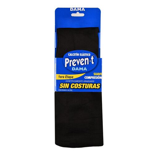 Calcetin Preven-T 1a etapa suave compresión sin costuras 1978 mediana negro dama