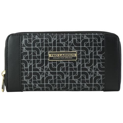 Cartera LEAS RFID Para Mujer Piel Auténtica Negra (10 Ranuras