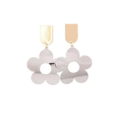 Aretes Plateados con Poliéster Chatties