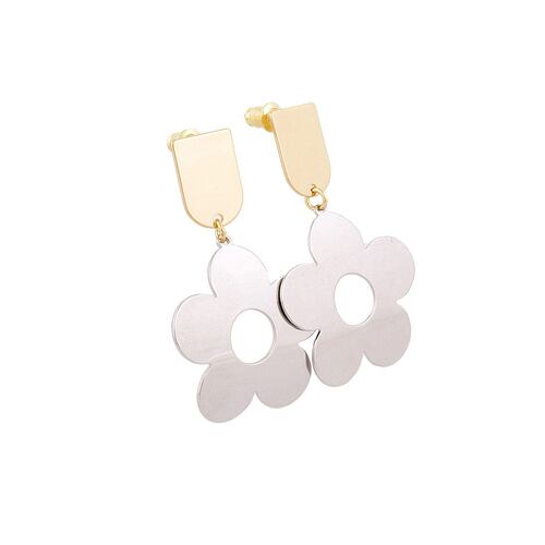 Aretes Plateados con Poliéster Chatties