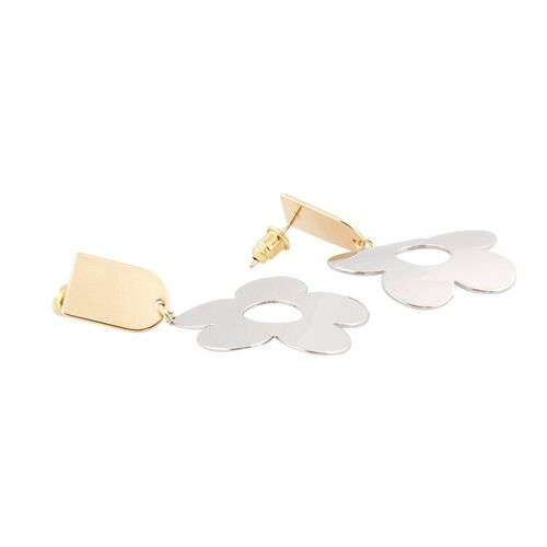Aretes Plateados con Poliéster Chatties