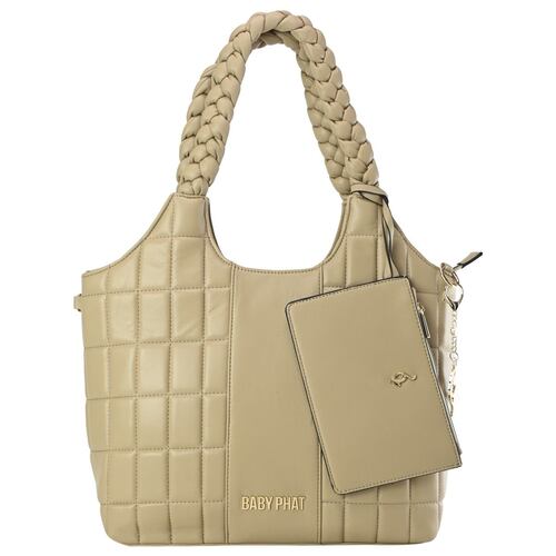 Bolso Satchel Baby Phat Beige para Mujer
