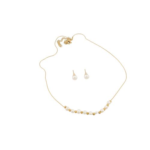 Set de Collar y Aretes Oro Acero Chatties