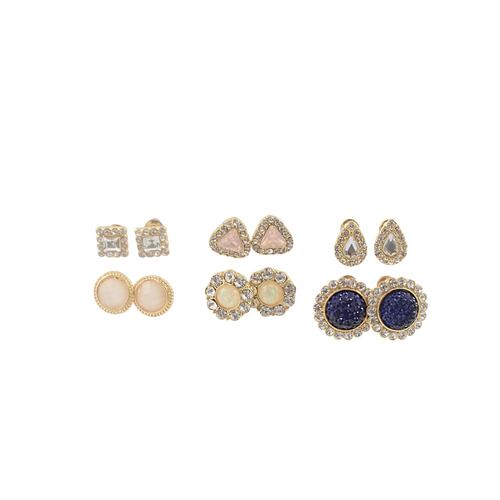 Set de 6 Aretes Oro Acero Lulu