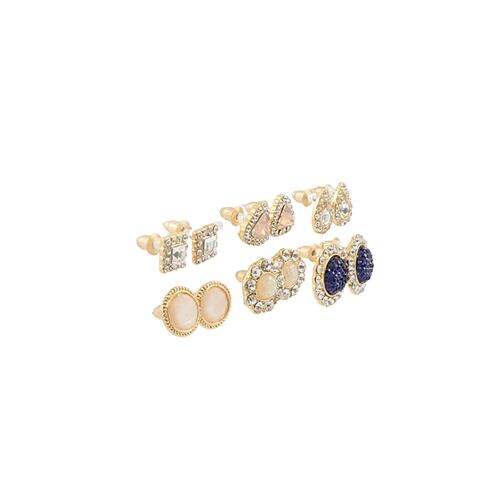 Set de 6 Aretes Oro Acero Lulu