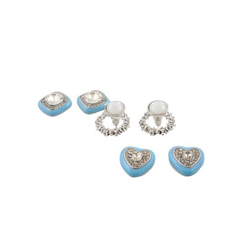 Set de 3 Aretes Plateado Acero Lulu