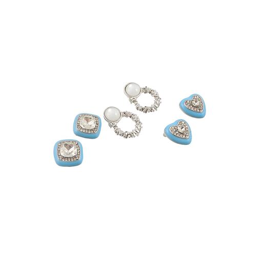 Set de 3 Aretes Plateado Acero Lulu