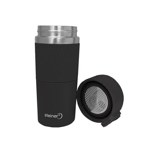 Taza Acero Inoxidable y Silicón STEINER 400 ml Color Negro