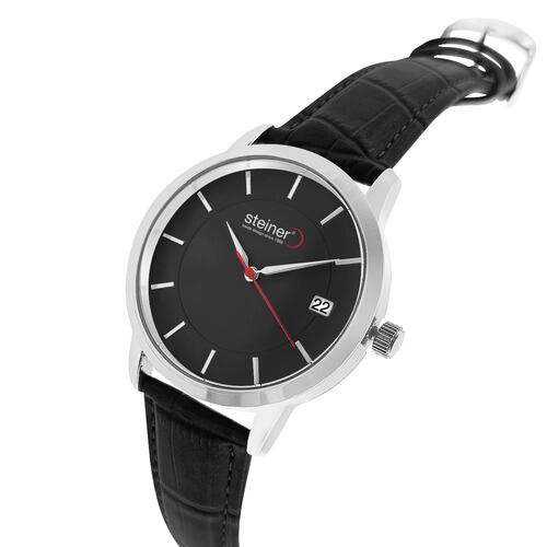Reloj Análogo para Caballero Steiner Correa de Piel ST25318WQ Color Negro