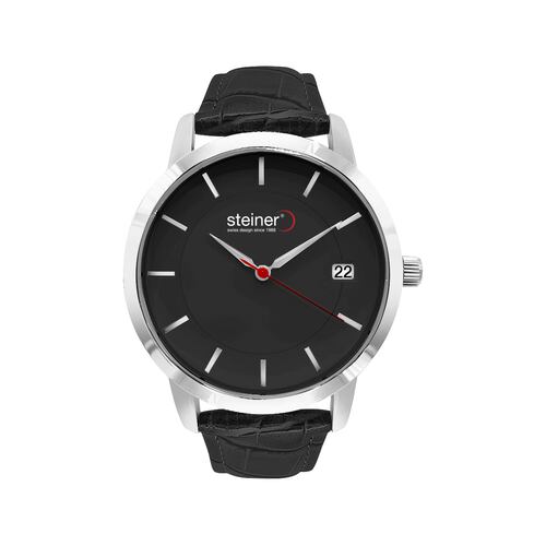 Reloj Análogo para Caballero Steiner Correa de Piel ST25318WQ Color Negro