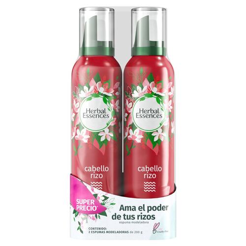 Herbal Essences Cabello Rizo Jazmín Espuma Modeladora 200g 2 Unidades