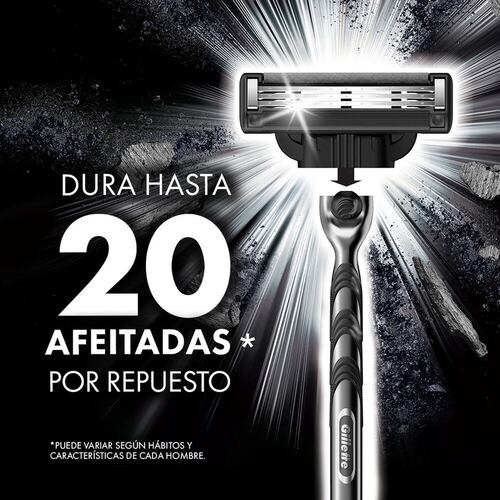 Gillette Mach3 Carbono Repuesto para Rastrillo de Afeitar con Carbón Activado 4 unidades