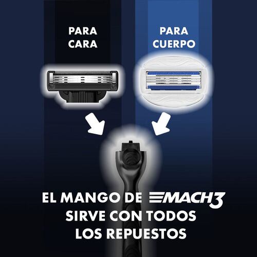 Gillette Mach3 Carbono Repuesto para Rastrillo de Afeitar con Carbón Activado 2 unidades