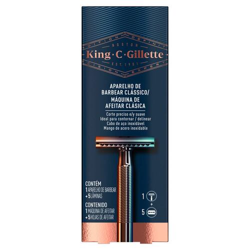Rastrillo Clásico+ 5 Navajas para Afeitar King C. Gillette