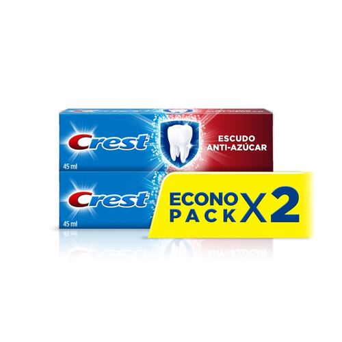 Crest Pasta Dental  Escudo Anti-Azúcar Anticaries 45ml 2 Unidades