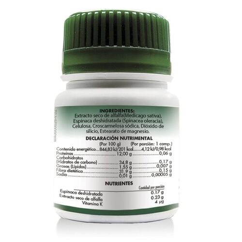 Suplemento Alimenticio Verde de Alfalfa 100 comprimidos Soria Natural