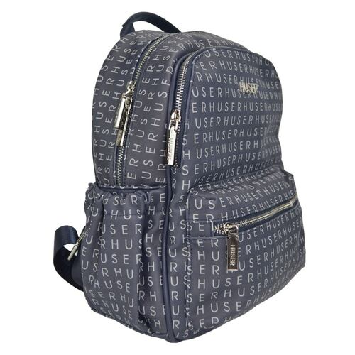 Bolsa Backpack Huser Monograma Azul Marino para Mujer