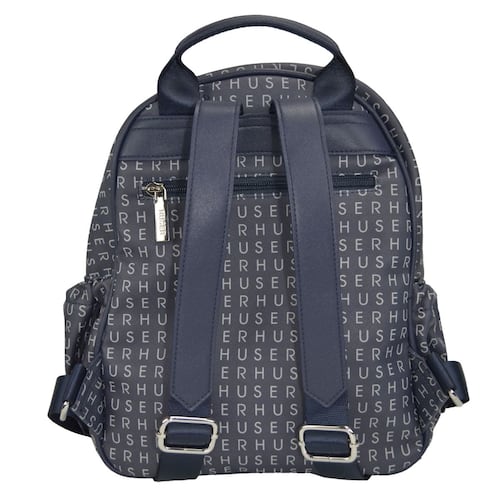 Bolsa Backpack Huser Monograma Azul Marino para Mujer