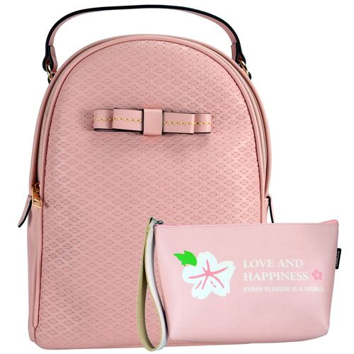 Bolsa Huser Backpack Mediano Modelo Sh19409-2 Color Rosa