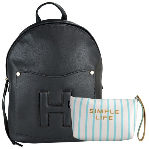 Bolsa Huser Backpack Mediano Modelo Sh19302-2 Color Negro