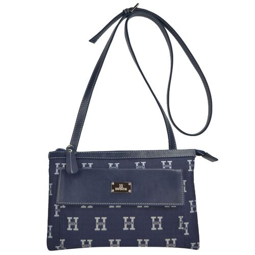 Bolsa Huser monograma tipo cross-body azul mod. M2B112102.