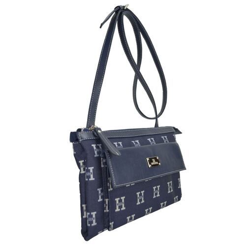 Bolsa Huser monograma tipo cross-body azul mod. M2B112102.