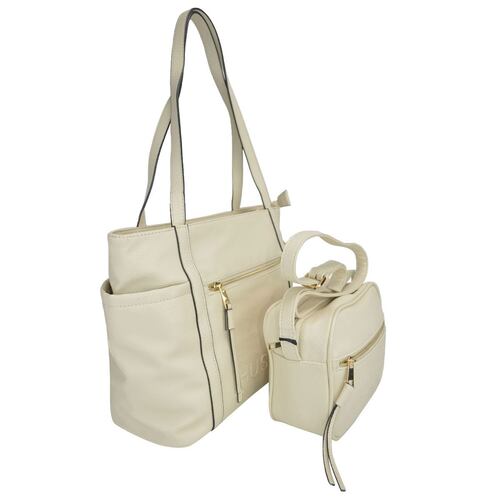 Bolsa Huser Tipo Tote color beige con bolsa crossbody Mod. BF22-ST007BE.